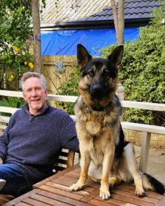 Ashley and his German Shepherd dog