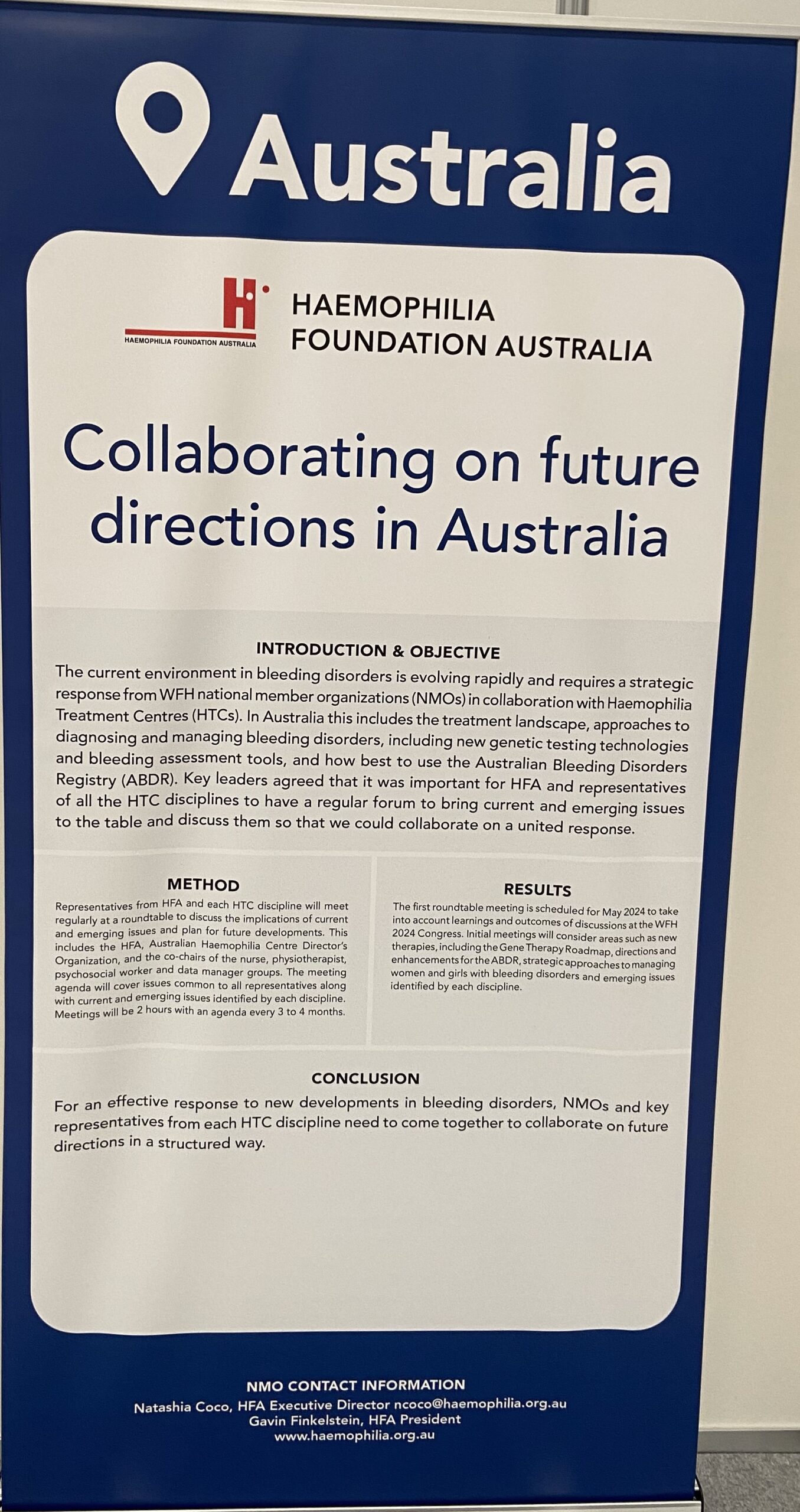 Poster with the title Collaborating on future directions in Australia