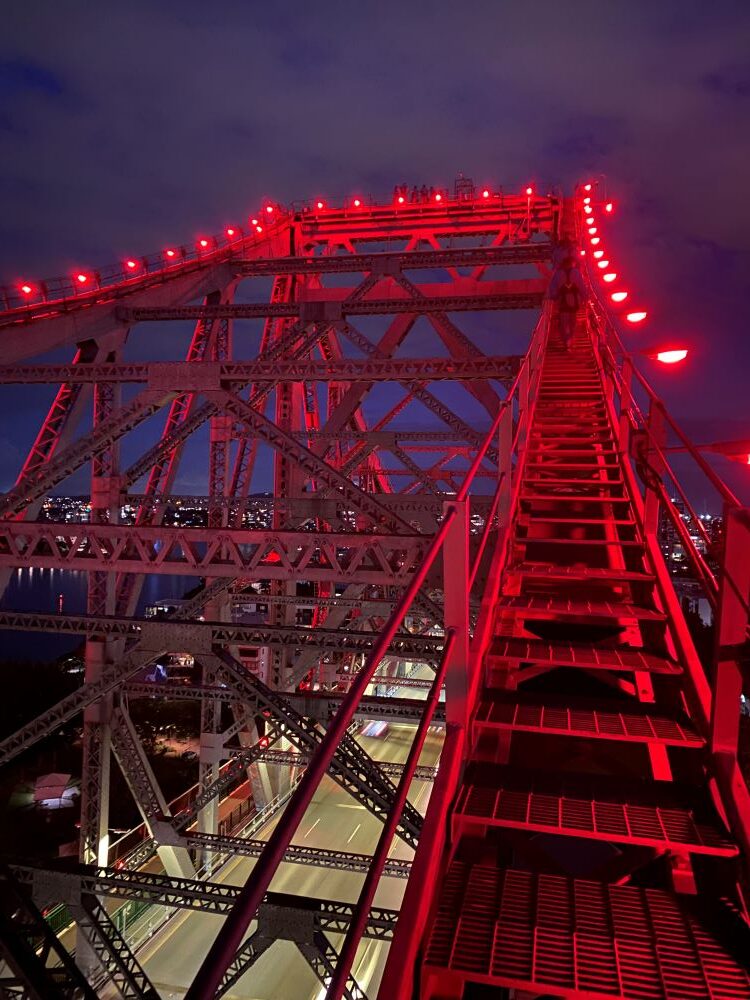 Story Bridge Brisbane lit red